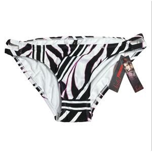 Sofia Vergara Zebra Animal Print Bikini Bottom White Black Pink Cheeky Beach NWT